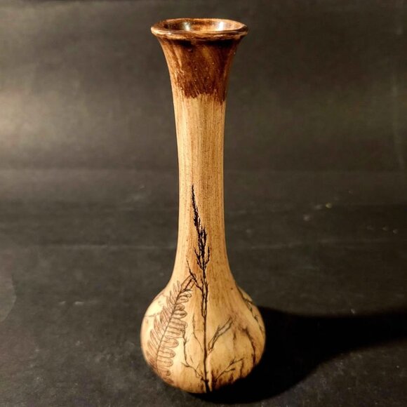 Vintage Fred Devlin Art Pottery Bud Vase With A Pressed Foliage Pattern - Picture 2 of 6